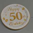 50PCS 50th Happy Birthday Plates and Napkins,7 Inch Premium Wihte and Gold Birthday Dessert Cake Plates Party and Cocktail Napkin for Men and Women Table Anniversary Decoration