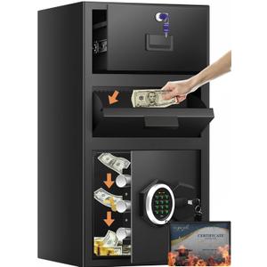 5.6 Cuft Large Drop Safe Box for Business, Anti-theft Money Safe with Quick Place Drop Slot, Digital Keypad, Spare Key, Heavy-duty Cash Depository Safes for Commercial Business Bars Retail Office Home