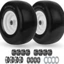 GICOOL 13x6.50-6 Flat Free Lawn Mower Tire and Wheel, Solid Smooth Zero Turn Mower Front Tire Assembly, with 3/4" & 5/8" Bearing, 4"-6.5" Centered Hub, Compatible with Lawnmower Garden Tractor, 2 Pack