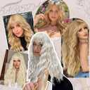 BARSDAR Long Wavy White Wig with Bangs - 26 Inch Long White Wigs for Women - Natural Looking Synthetic Hair Wavy Bangs Wig Halloween Cosplay Constume Wigs