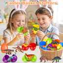 SpringFlower Filled Easter Egg With Dinosaur Toy,Easter Basket Stuffers for Kids, Easter Egg Hunt Game,Easter Party Favor Supplies Classroom Rewards, Basket Essentials, 12 PACK