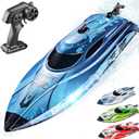 BEZGAR RC Boat, 12 inch Remote Control Boat for Kids and Adults, 25 KPH Fast RC Speed Boats with 700mAh Battery, Ideal Waterproof Toy for Lakes & Pools - TX126 Blue