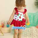 Mikrdoo Baby Girl Swimsuit Ruffled Bikini Tankini Swimsuit Infant Swimwear One Piece Bathing Suits Summer Clothes with Hat (Pink, M)