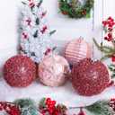 Large Pink Christmas Ornaments 5.9 inch Pink Christmas Balls 4 PCS Decorative Hanging Ornaments Large Christmas Tree Balls Ornaments for Home Party Holiday Xmas Gifts
