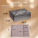 Dandelion Glass Jewelry Box,Velvet Jewelry Organizer with10.1x7.1x3.7 Inches, Jewlry Box for Women Bridesmaid Christmas Teacher Gifts(Black Silver)