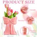2Pcs Coquette Pink Ceramic Bow Vases for Home Living Decor | Bow Vases for Centerpieces Pink White Vase Makeup Brush Pen Holder for Home Office Table Wedding Living Room Boho Decor