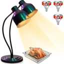 Food Heat Lamp - [3 Bulbs Included] [Rapid-Heating], 500W Commercial Food Warmer Light, Heat Lamp for Food Catering Warming Lamp for Buffet Parties, Green-Purple Gradient (2 Head)