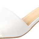 PIZZ ANNU Women's Square Open Toe Heels Sandals Low Block Chunky Heeled Sandal Slip on Mules Comfortable Casual Dress Pumps Shoes (8, Nude)