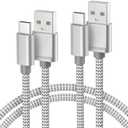 Basesailor iPhone 16 15 Pro Max Charger Cord,USB to USB C Cable 6.6FT/2Pack,Type C Charging Power Cord for Apple iPad 10,Samsung Galaxy AI S25 S24 S23 S22 S20 Plus Ultra,A52 A53 A54,Google Pixel 9,16e (Silver)