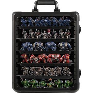 Miniature Carrying Case, Miniature Storage Case with 6 Trays, Aluminum Alloy Frame, Display and Transport Action Figure Display Case for Collectibles Miniatures, Best Gifts for Men