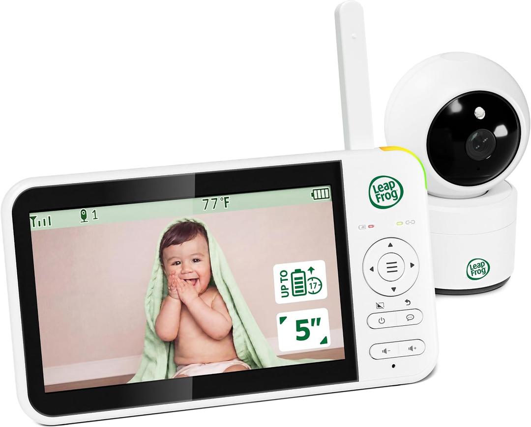 LeapFrog Video Baby Monitor - 5-Inch Color Screen, 31-Hour Battery, Secure Non-WiFi FHSS, Remote Pan Tilt Zoom, Night Vision, 2-Way Talk | LeapView 360