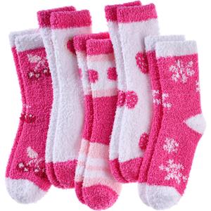 2 x Yebing Fuzzy Socks for Women Fluffy Slipper Winter Warm Cozy Plush Sleep Heart Gift Socks