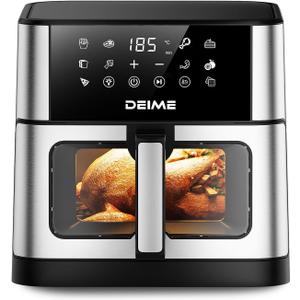 DEIME Air Fryer 10.2 QT Oilless 1700W Large Capacity Oven Air Fryers Healthy Cooker with 10 Preset, Large AirFryer for Families Visual Cooking Window, Non-Stick Basket, Included Recipe