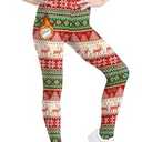 BesserBay Big Girl Christmas Slim Leggings Ugly Xmas Thick Soft Pants Green & Red Reindeer 14 Years