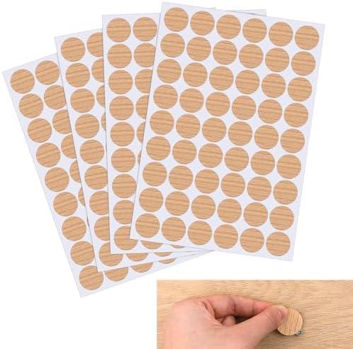 Abeillo 162 Pcs Screw Hole Stickers, Self-Adhesive Cabinet Screw Covers, 21 Mm /0.82 Inch Screw Hole Covers, Screw Covers Caps for Wooden Furniture(Wood Color)