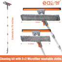 Eazer 3-in-1 Spray Window Squeegee Cleaner, 76" Window Washing Kit with 5-Section Extension Pole, Microfiber & Chenille Pads, Glass Wiper for Indoor/Outdoor & Car