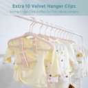 Tonswachic Baby Velvet Hangers 30 Pack - 11 Inch Non Slip Felt Kids Hanger for Newborn Clothes - Ultra Thin Space-Saving Infant Hangers for Toddler Kids' Closet with 10 Hanger Clips - Pink