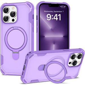 Compatible with iPhone 13 Pro Case 6.1'' with Magnetic Ring Stand [Military Drop Protection][Compatible with MagSafe] Shockproof 13 Pro Phone Case for Men Wowen,Purple