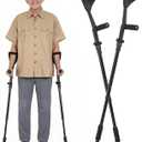 Forearm Crutches Spring Assist Arm Crutches Forearm for Adults | Comfortable Grip, Adjustable Height, Ergonomic Elbow Crutches with Cuffs Walking Crutches for Women and Men, Black