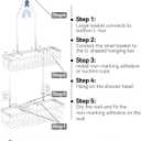 YASONIC Shower Caddy Hanging, Never Rust Shower Organizer Hanging, Aluminum Shower Racks for Inside Shower with Hooks for Razor, Bathroom Organizers and Storage with Soap Holder, White