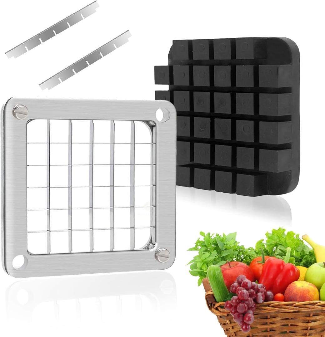 Replacement Chopper1/2 Blade,Commercial Vegetable Chopper Dicer Stainless Steel Blade and Pusher Block for Fruit Cutting Machine Tomato onion French Fries Cutter