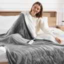 Heated Blanket Twin Electric Blanket 62X84in - Fast Heating Blanket for Adults Ultra Soft Flannel & Warm Sherpa with 5 Heat Levels & 10 Hrs Timer, Machine Washable, Office Use for Winter(Gray)