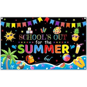 72x43inch End of School Year Backdrop School's Out for The Summer Kids Class Background Tropical Beach Pool Splash Bash Party Banner Graduation Props