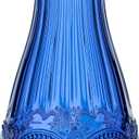 Elle Decor Colored Glass Carafe with Wood Lid | LeakProof Glass Pitcher for Water, Juice, Mimosa Bar, Iced Tea | Drink Containers for Fridge | FoodGrade Silicone | 1 Liter | Dishwasher Safe