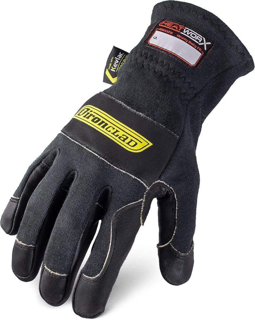 Ironclad HEATWORX HEAVY DUTY FR; Fire Resistant Gloves, handle hot items  up to 600F (315 C), (1 Pair), Size Large (HW6XFR-04-L),Black/Dark Grey