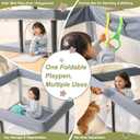 Foldable Baby Playpen, 50" x 50" Safety Play Yard for Babies & Toddlers, Baby Fence, Soft Oxford Fabric & Breathable Mesh for Indoor Outdoor Activity Center, Portable Playpen Ideal for Apartments