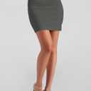 Cantonwalker Bodycon Mini Skirts for Women High Waist Split Hem Pencil Skirts (Gray, M)