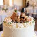 Sliner Capybara Cake Topper Couple Wedding Cake Toppers Decor Funny Bride and Groom Animal Theme Wedding Decor Novios Para Pastel for Engagement Bridal Showers Funny Couple Statue Anniversary