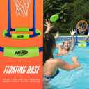 NERF Floating Pool Basketball Hoop + Football Target Net Set - Water Basketball + (2) Water Footballs Included - Floating Hoop + Target Goal for In-Pool + Poolside Play - Sports Toys for Kids, Medium, Small