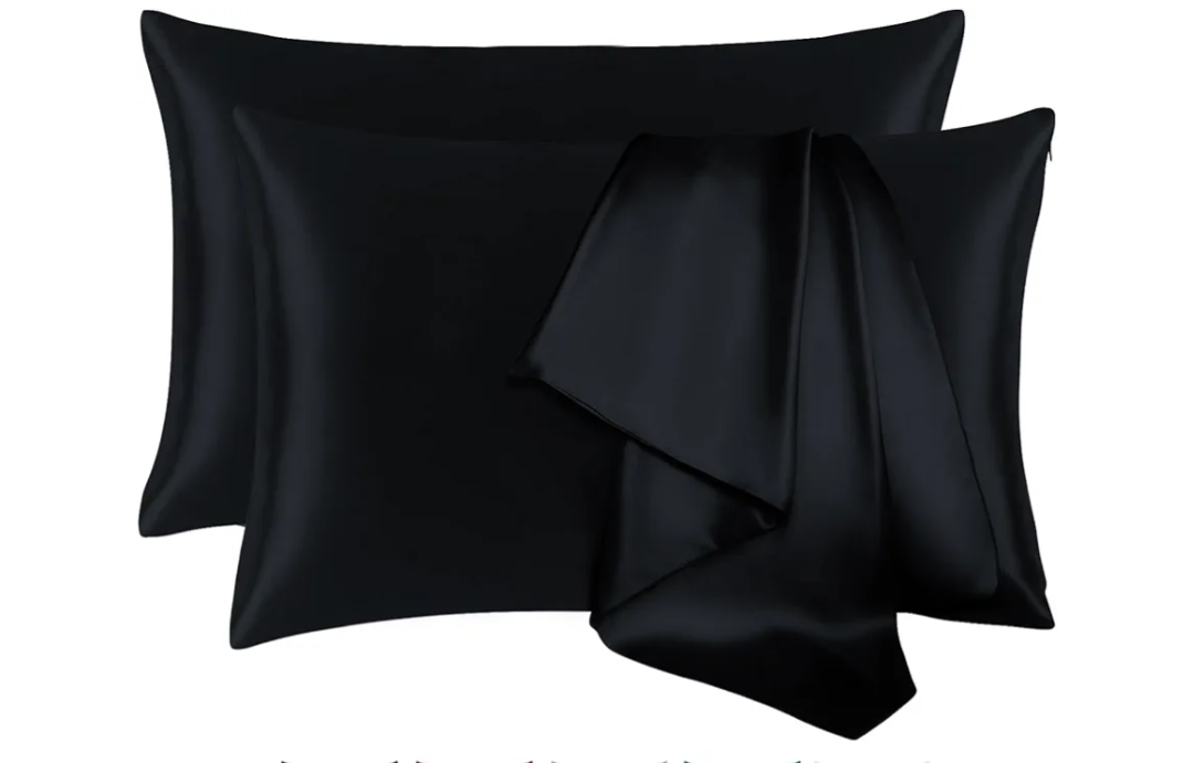 Sutuo Home Silk Pillowcase 2 Pack 100% Mulberry Silk Pillow Cases for Hair and Skin 6A Both Sides 19 Momme Natural Silk Pillow Cover Super Soft and Smooth Queen 20"x30" Black
