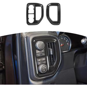 RT-TCZ for Silverado Dash Side Air Vents Panel Trim Cover for Chevy Silverado GMC Sierra 2019-2022 Black Carbon Fiber Grain Interior Accessories 2pcs