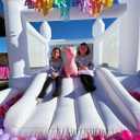Inflatable White Bounce House for Kids with UL Blower-Portable, Large Ball Pool and Jump Space 3in1 Bouncy Castles A Spacious Joy-Room Bounce House for Kids 3-12 (Oxford material-13' L X 8' W X 8' H)
