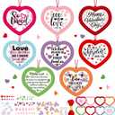 Frienda 48 Set Christian Valentines Crafts Religious Valentine's Day Craft Kit with Sticker DIY Christian Religious Hanging Ornament Make Your Own Sunday School Home Decor for Party Favors Activities