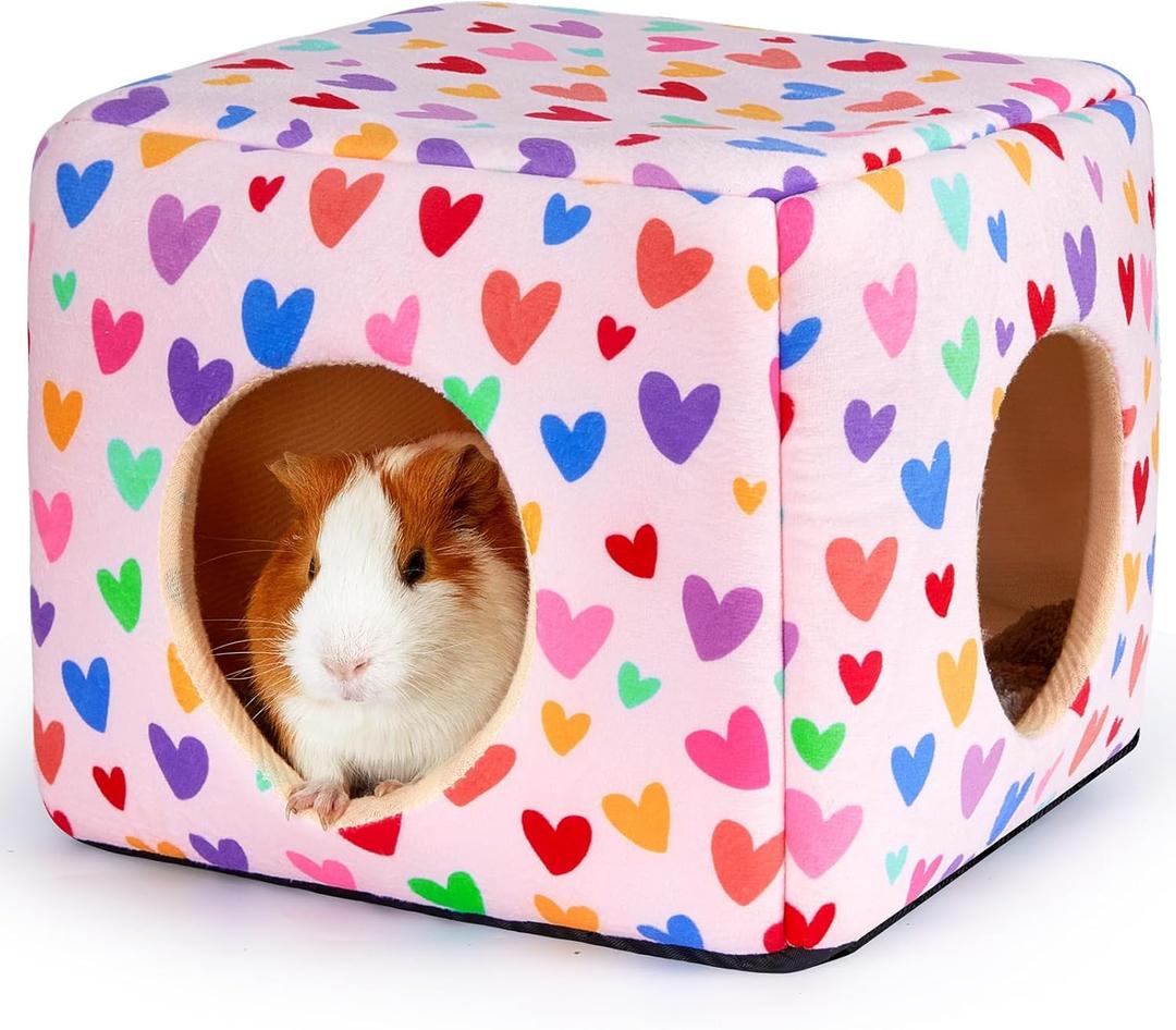 Bienbee Guinea Pig Hideout, Washable Guinea Pigs House Cozy Guinea Pigs Bed for Small Pet Bunny/Rabbit/Hamster/Chinchilla Guinea Pig Accessories Colorful Hearts Bienbee Guinea Pig Hideout, Washable Guinea Pigs House Cozy Guinea Pigs Bed for Small Pet Bunny/Rabbit/Hamster/Chinchilla Guinea Pig Accessories Colorful Hearts