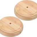 PATIKIL 6" x 1.3" Wooden Lamp Base, 2pcs Round Solid Wooden Base Wood Desk Lamp Display Stand Replacement for Bedroom Bedside Table Lamps DIY