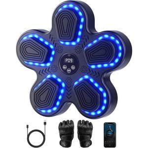 Music Boxing Machine, Bluetooth Punching Trainer with Boxing Gloves, Wall Mount Boxing Target Equipment for Adults Kids, Boxing Workout Equipment Pad for Home, Office, Gym, 10 Modes & 9 Speeds