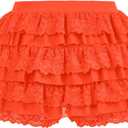 Women's Y2K Ruffle Mini Shorts Lace Sexy Bloomers Lolita Layered Skirt Cute Sweet Pettipants (Orange, XXL)