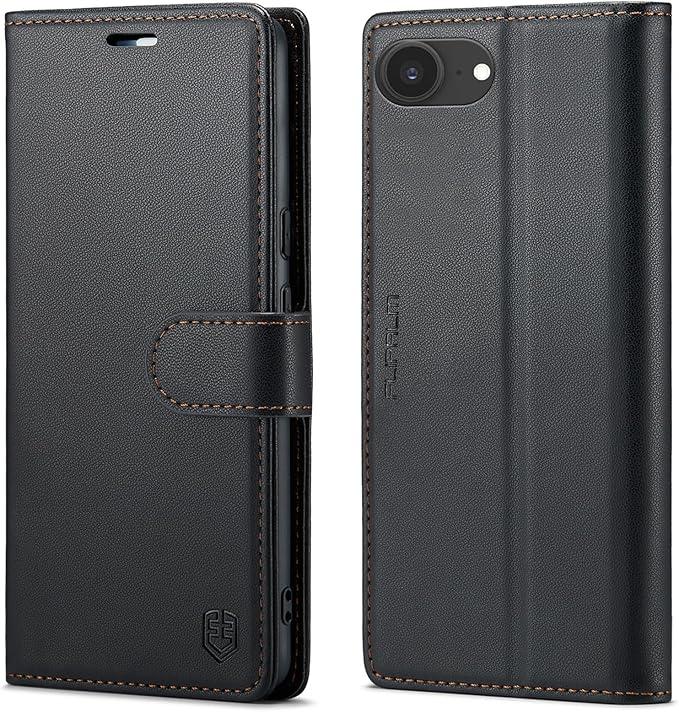 Wallet Case for iPhone 16e, RFID Blocking Credit Card Holder, PU Leather Folio Flip Kickstand Protective Shockproof Cover for Apple 16e (Black)