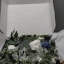 Ling's Moment Flower Garland - 6FT Eucalyptus & Rose - Sweetheart Table Decor for Wedding Reception, Artificial Arch Floral Garland for Mantle, Christmas, Beach Decoration, Dusty Blue & White