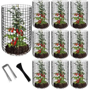 Adnee 10 Packs Wire Plant Protector from Animals - 20" H X 12" D Metal Mesh Plant Cage Covers - Sturdy Garden Bunny Barricades Chicken Wire Cloche for Plants Shrubs Vegetables Flowers