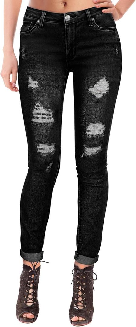 Hybrid & Company Women's Butt Lift Super Comfy Stretch Ripped Skinny Jeans (7)