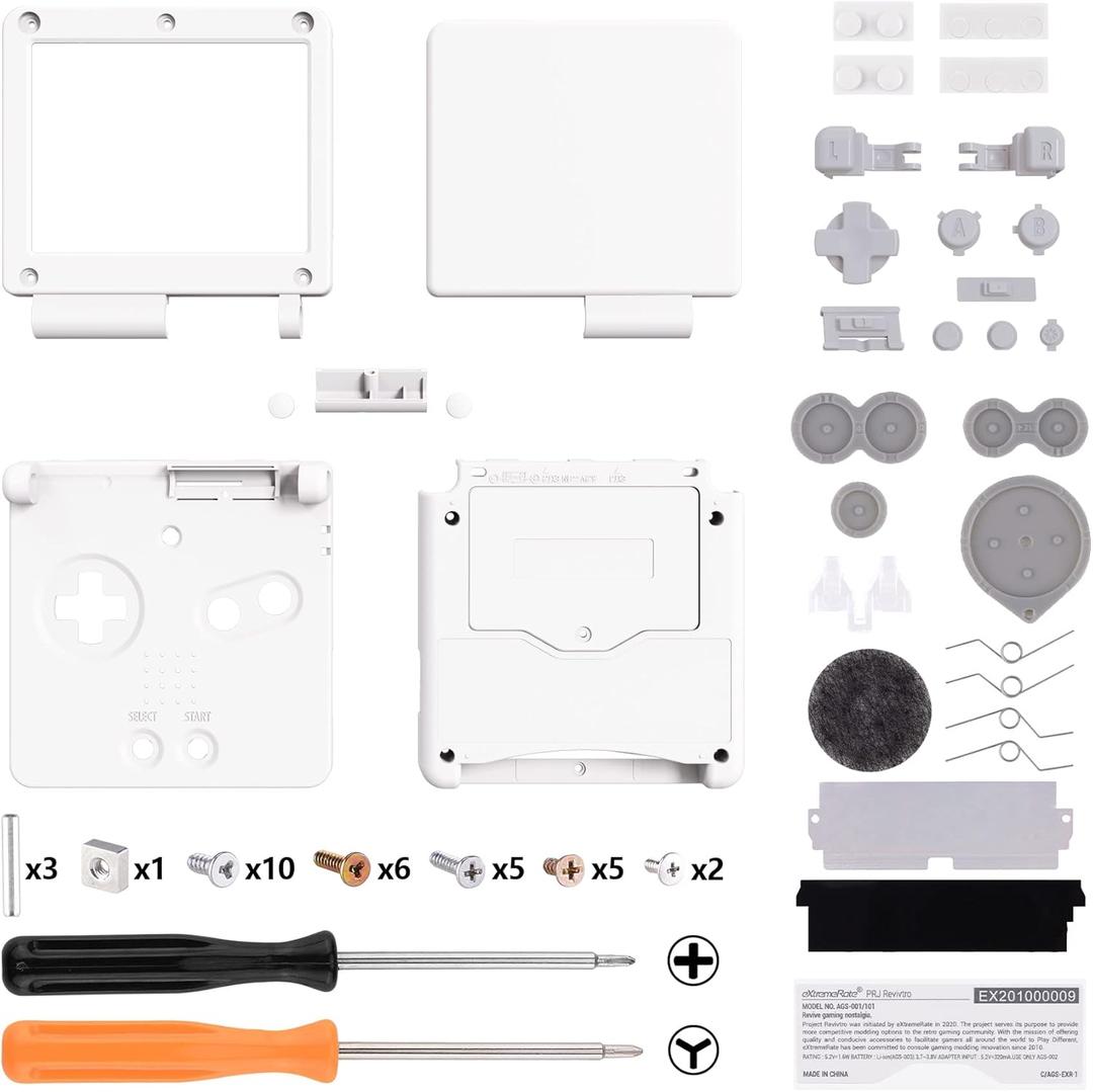 IPS Ready Upgraded eXtremeRate White Custom Replacement Housing Shell for Gameboy Advance SP GBA SP  Compatible with Both IPS & Standard LCD  Console & Screen NOT Included