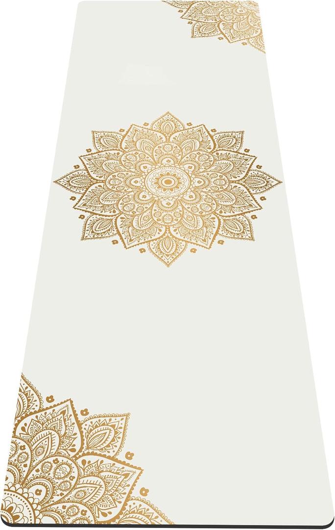 nuveti Yoga Mat Print Extra Thick TPE Non Slip Fitness Exercise Mat with Carrying Bag, 72"x24" Extra Thick 6MM Exercise & Workout Mat for Yoga, Pilates Fitness and Floor Exercises (White)