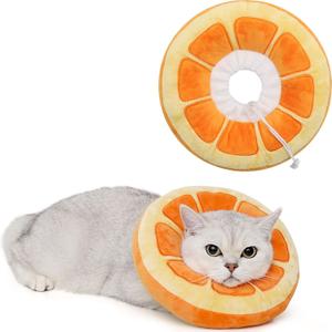 ANWA Adjustable Cat Cone Collar Soft, Cute Cat Donut Collar After Surgery, Kitten Recovery Cones to Stop Licking (Small, Orange)