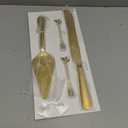 Wedding Cake Cutting Set, Elegant Gold Cake Cutter and Cake Server with Bonus Forks & White Bows, Extra Thick Stainless Steel Cake Knife and Server Set for Anniversary, Birthday, Baby Shower (13 Inch - Wedding Style)