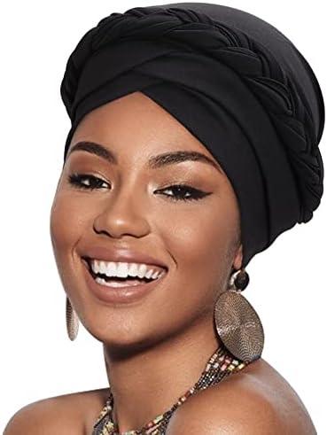 African Women Turban Caps Pre-Tied Twisted Turbans Head Scarf for Women Hair Wraps Cover Beanie Cancer Chemo Headwear